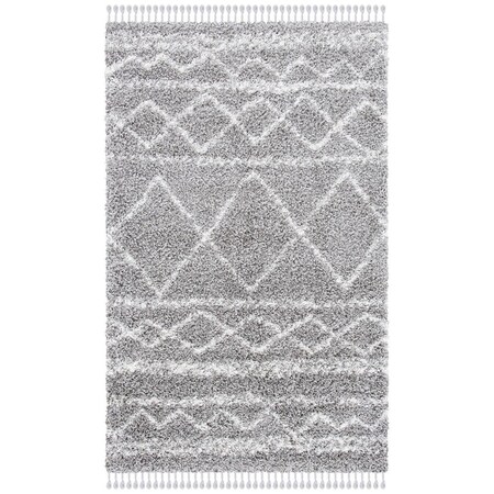 Safavieh Pro Lux Shag 400 Power Loomed Rectangle Area Rug; Grey & Ivory - 9 x 12 ft. PLX436F-9